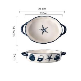 Creative Ceramic Cutlery Household Oven Special Baking Pan (Option: 7.6inch Oval Baking Pan)