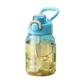 Plastic Cup Cap Straw Portable (Option: Green-700ml)