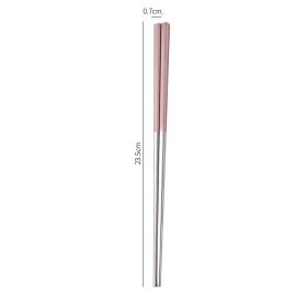 Stainless Steel Non-slip Anti-fungal Chopsticks For Home Use (Option: Pink Silver)