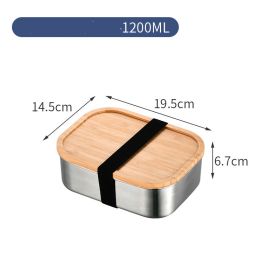 304Stainless Steel Preservation Box Heart Shaped (Option: Wood cover 1200ml)