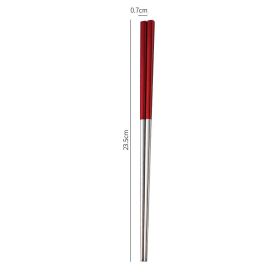 Stainless Steel Non-slip Anti-fungal Chopsticks For Home Use (Option: Red Silver)