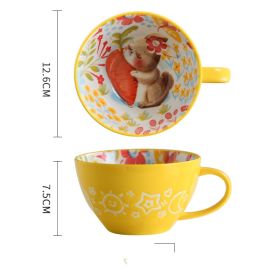 Ceramic Breakfast Mug Microwavable Milk Coffee Mug (Color: Yellow)