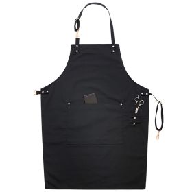 Home Kitchen Cooking Baking Drawing Men's And Women's Canvas Apron (Color: Black)