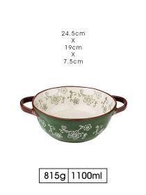 Household Ceramic Microwave Oven Noodle Bowl (Option: Green-7.5inches)