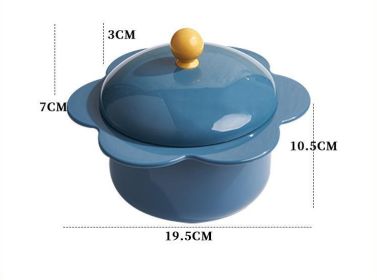 Home Cute Sunflower Stainless Steel Dorm Instant Noodle Bowl With Lid (Color: Blue)