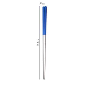 Stainless Steel Non-slip Anti-fungal Chopsticks For Home Use (Option: Blue Silver)