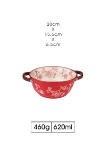 Household Ceramic Microwave Oven Noodle Bowl (Option: Red-6.1inches)