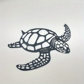 1pc, Metal Sea Turtle Ornament Beach Theme Decor Wall Art Decorations Wall Hanging For Indoor Living Room Decor (Color: Black)