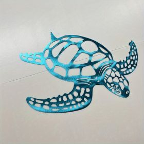 1pc, Metal Sea Turtle Ornament Beach Theme Decor Wall Art Decorations Wall Hanging For Indoor Living Room Decor (Color: Blue)