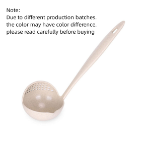 1pc Long Handle Soup Spoon With Filter Strainer - Multi-Functional 2 In 1 Cooking Colander And Kitchen Tool For Easy Soup Preparation And Straining (Color: Beige)