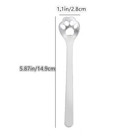 1/5pcs, Stainless Steel Hollow Out Kawaii Cat Claw Spoon, Mixing Spoon, Cake Dessert Spoon, Cookie Mold (Items: Hollow Cat Claw Spoon)