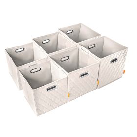 AFJE1001BLUE-3SZ Jiaessentials Blue Closet Organizers Cube Bins 3 Size 6pcs. (Color: Beige)