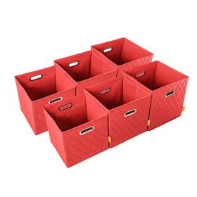 AFJE1001BLUE-3SZ Jiaessentials Blue Closet Organizers Cube Bins 3 Size 6pcs. (Color: Red)