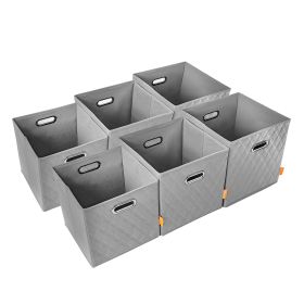 AFJE1001BLUE-3SZ Jiaessentials Blue Closet Organizers Cube Bins 3 Size 6pcs. (Color: gray)