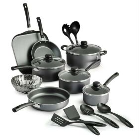 Primaware 18 Piece Non-stick Cookware Set, Steel Gray (Color: gray)