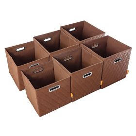 AFJE1001BLUE-3SZ Jiaessentials Blue Closet Organizers Cube Bins 3 Size 6pcs. (Color: Brown)