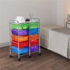 15 Drawers Rolling Storage Bin with Metal Frame & Lockable Wheels, White