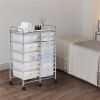 15 Drawers Rolling Storage Bin with Metal Frame & Lockable Wheels, White