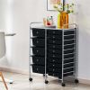 15 Drawers Rolling Storage Bin with Metal Frame & Lockable Wheels, White