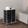 15 Drawers Rolling Storage Bin with Metal Frame & Lockable Wheels, White