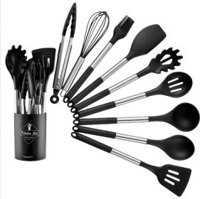 Heat Resistant Non-stick Pot Spoon Spatula Cooking Kitchen Tool Set (Option: Keg 9piece Set BBlack)