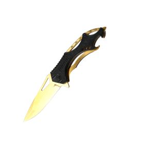 Folding Knife Outdoor Survival Tactical Pocket Blade Camping Hiking Hunting Fishing Tools (Color: Gold)